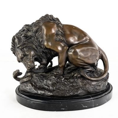 "Lion and Serpent" Bronze Sculpture