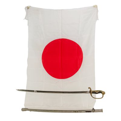 Sale Photo Thumbnail #230: WWII Jap Army Off. Saber & Flag

 32 Div Bringback