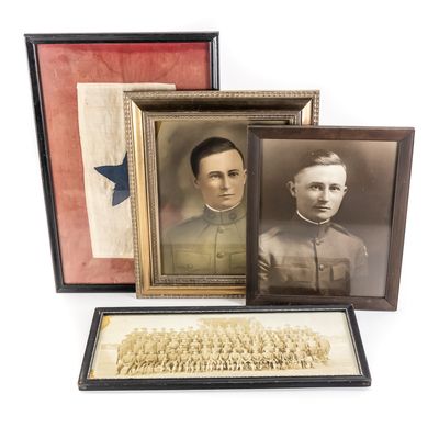 Sale Photo Thumbnail #102: WWI Soldier Portraits & Service Flag Lot