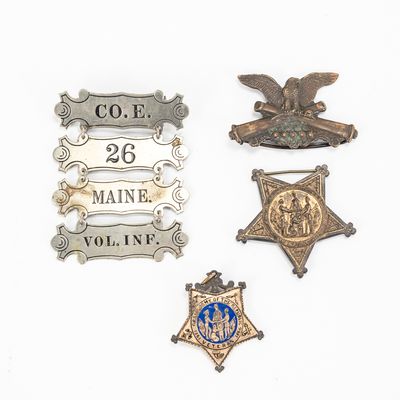 Sale Photo Thumbnail #49: Civil War Maine 26th Vol Inf. GAR Medals