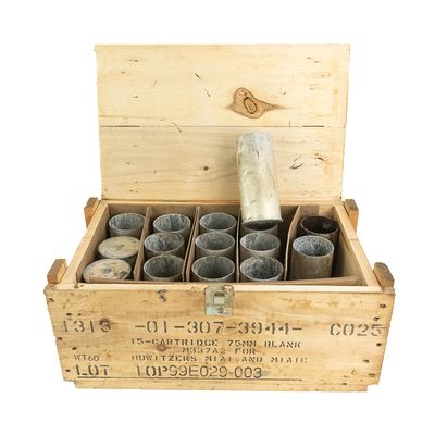 Sale Photo Thumbnail #331: US 75mm Howitzer Blank Crate W/Spent Cases