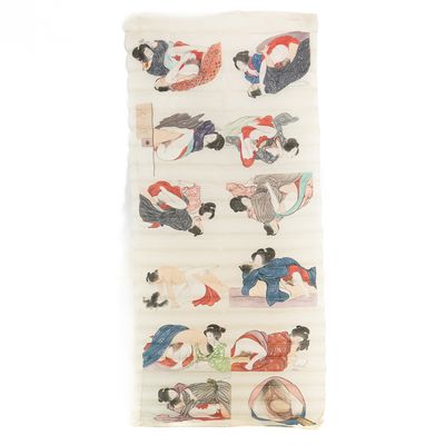 Sale Photo Thumbnail #224: Japanese Shunga Silk Scroll WWII GI Bringback
