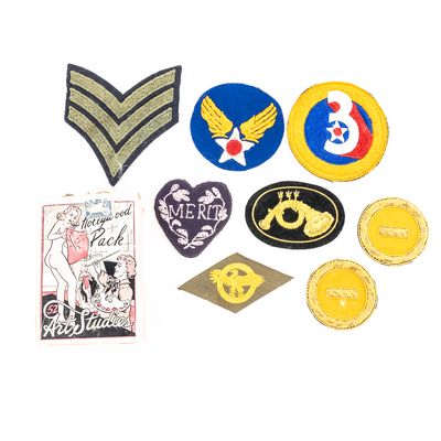 Sale Photo Thumbnail #271: CW, 20th C Patches, Card Deck & More