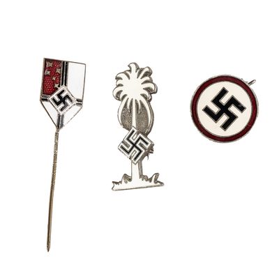 Sale Photo Thumbnail #163: 3 Pins: 1 Nazi Party, 1 RKB, 1 DAK Fantasy