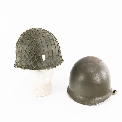 Sale Photo Thumbnail #220: WWII US M1 Helmet Pair Fixed/Swive; Bales