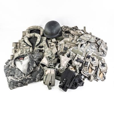 Sale Photo Thumbnail #325: Tactical Gear & ACU Camo Vest Lot (9 Pcs)