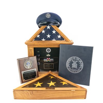 Sale Photo Thumbnail #244: Burial Flag, USAF Display Case, Plaque, Cert, Cap
