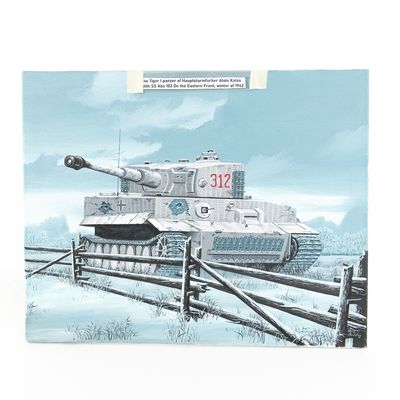 Sale Photo Thumbnail #175: Painting “The Tiger I Panzer' Signed by Ray Wadday