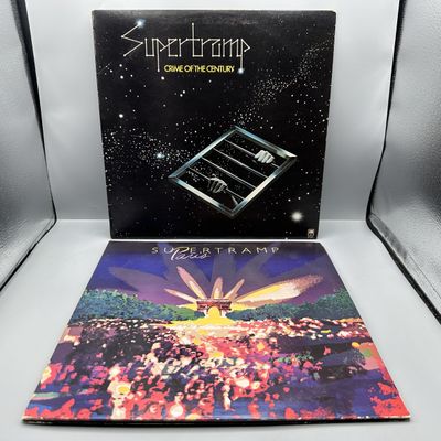 Supertramp (2 LP Lot): Crime Of The Century (1974); and Supertramp Paris (1980), 2 LPs, gatefold