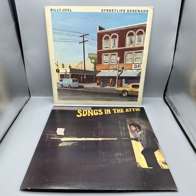 Billy Joel (2 LP Lot): Streetlife Serenade (1974); and Songs In The Attic (1980), gatefold, includes lyric sheet insert