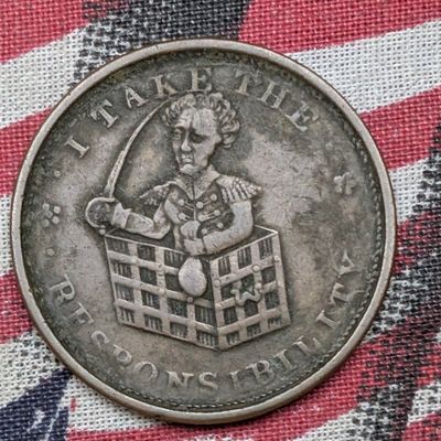 Sale Photo Thumbnail #76: 1837 US Hard Times Token, HT-69 I Take The Responsibility, The Constitution As I Understand It, Roman Firmness