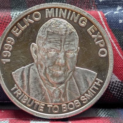 Sale Photo Thumbnail #292: 1 Troy Oz. .999 FINE SILVER 1999 Elko Mining Expo - Tribute to Bob Smith Designed Round