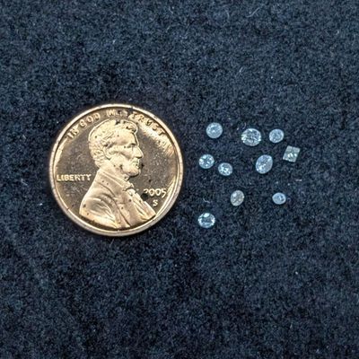 Sale Photo Thumbnail #384: Bag of 0.49 Ct. of NICE Mixed Shaped Diamonds! - Penny Not Included, Shown For Size Comparison