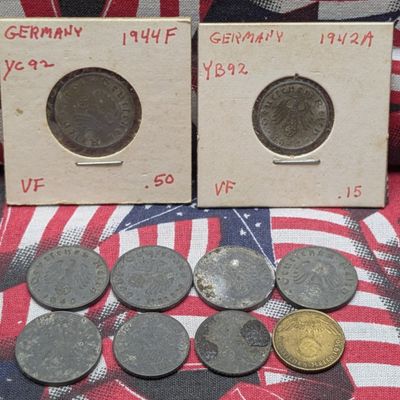 Sale Photo Thumbnail #64: (10) 1939-1944 German Wartime 5 and 10 Reichspfennig Coins