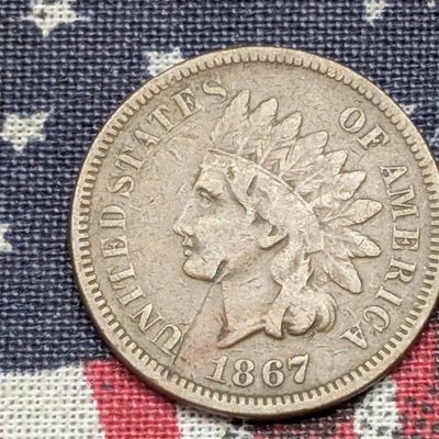 Sale Photo Thumbnail #278: FINE - 1867 Indian Head Cent w/ Scratch