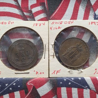 Sale Photo Thumbnail #8: 1884 & 1892 Sweden 5 Öre Bronze Coins