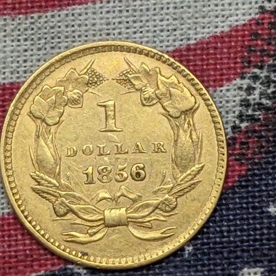 Sale Photo Thumbnail #272: 1856 Type 3 Large Head 90% GOLD Dollar w/ Slant 5 - XF - 1.70 Grams