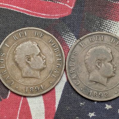 Sale Photo Thumbnail #104: 1891 & 1892 Portugal 20 Reis, Bronze