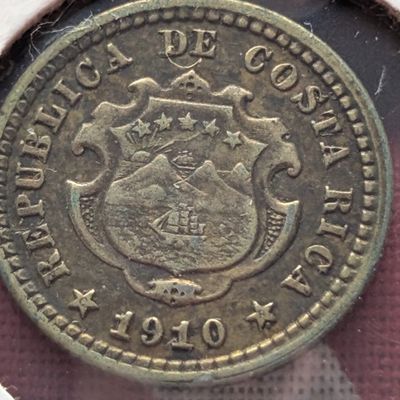 Sale Photo Thumbnail #126: 1910 Costa Rica 5 Centimos, .900 Silver, KM-145