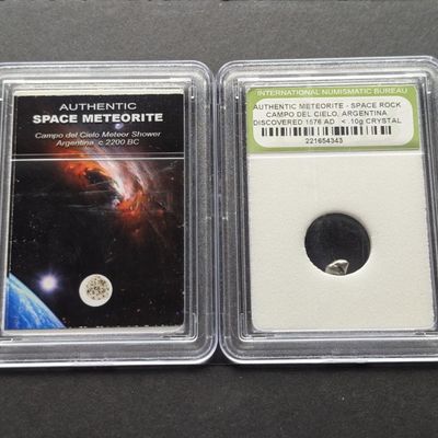 Sale Photo Thumbnail #224: Authentic Campo del Cielo Argentina Meteor Shower & Meteorite Space Rock (2 PCS) - Slabbed International Numismatic Bureau