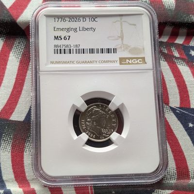 Sale Photo Thumbnail #249: 1776-2026-D Emerging Liberty Dime - NGC MS67