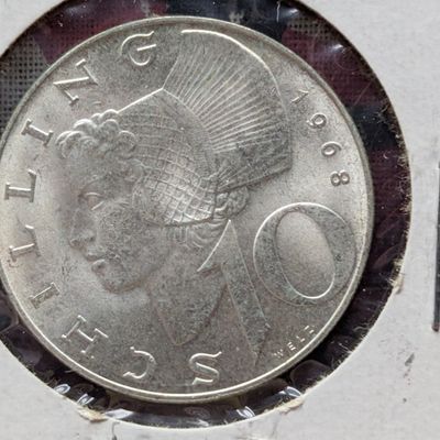 Sale Photo Thumbnail #72: 1968 Austria 10 Schilling, .640 Fine Silver, KM-2882