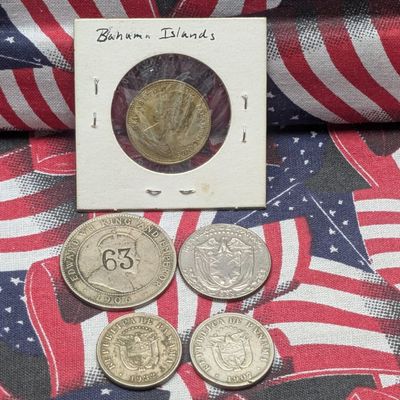 Sale Photo Thumbnail #106: (5) Bahamas, Jamaica, and Panama Coins, 1906-1968