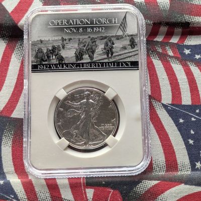 Sale Photo Thumbnail #25: 1942 Walking Liberty 90% Silver Half Dollar - Slabbed Genuine - Operation Torch November 8-16th, 1942