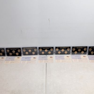 Sale Photo Thumbnail #3: 1999-2004 Plus 2007 Gold (LAYERED) Statehood Quarter Collections in Display w/ COA (7 Sets), No Box For 1999 Set