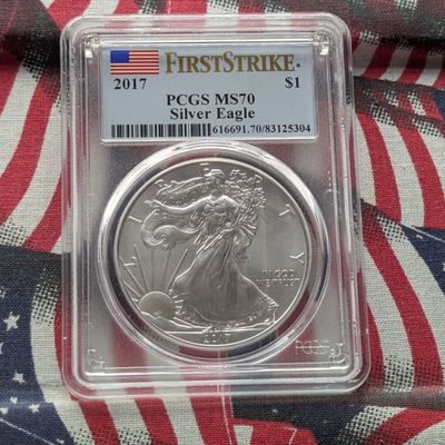 Sale Photo Thumbnail #61: 2017 American Silver Eagle 1 Troy Oz. .999 Silver PCGS MS70 First Strike