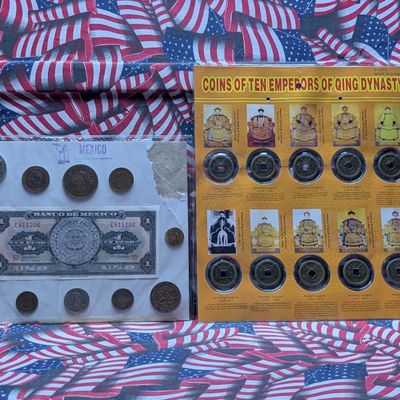 Sale Photo Thumbnail #221: 1660's to Early 1900's Emperors of Qing Dynasty Coin Collection & 1940's to 1970's Mexico Coin & Currency Collection - Both in Displays (2 Sets)