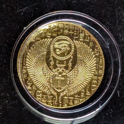 Sale Photo Thumbnail #311: 1/200th oz. .999 FINE GOLD Egyptian Scarab Designed Miniature Round in Capsule