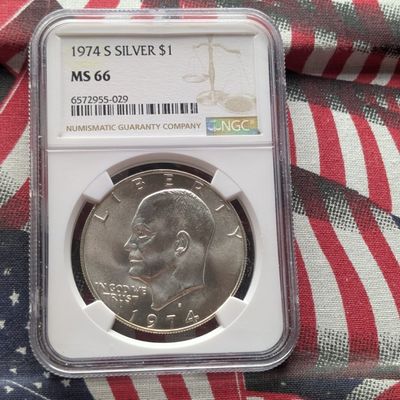 Sale Photo Thumbnail #349: 1974-S Eisenhower Silver Dollar - NGC MS66