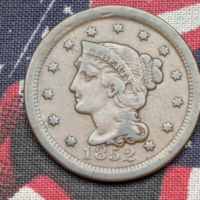 Sale Photo Thumbnail #308: 1852 Braided Hair Large Cent