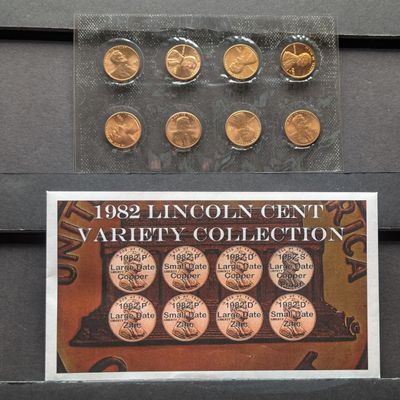 Sale Photo Thumbnail #363: 1982 Lincoln Cent Variety Collection - Copper, Zinc & Proof