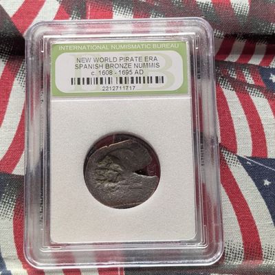 Sale Photo Thumbnail #11: c. 1608-1695 AD New World Pirate Era Spanish Bronze Nummis Coin - Slabbed International Numismatic Bureau