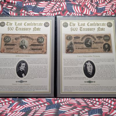 Sale Photo Thumbnail #264: February 17th, 1864 Obsolete $50 & $100 Notes In The Last Confederate Treasury Note Collection Info Display