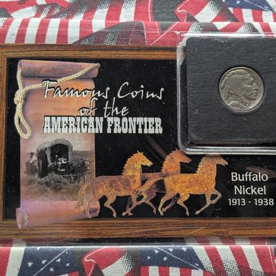 Sale Photo Thumbnail #418: 1935 Indian Head Buffalo Nickel In Famous Coins of the American Frontier Display w/ COA