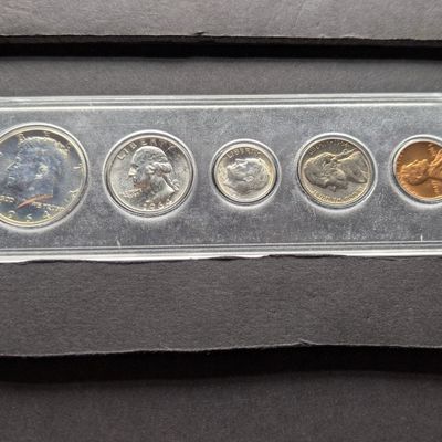 Sale Photo Thumbnail #394: 1964 Year U.S. Coin Set in Whitman Case, Three 90% Silver Coins
