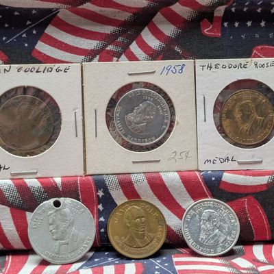 Sale Photo Thumbnail #40: (6) Assorted Presidential Commemorative Medals and Tokens, Base Metal