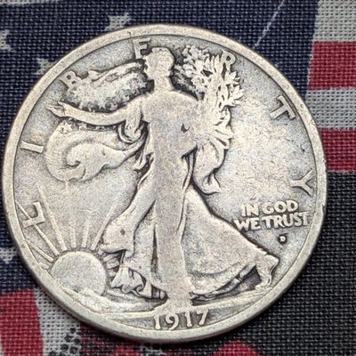 Sale Photo Thumbnail #277: VG - 1917-D Walking Liberty 90% Silver Half Dollar - OBV. Mint Mark