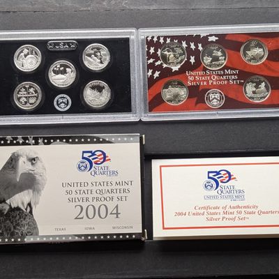 Sale Photo Thumbnail #240: 2004-S State & 2019-S ATB U.S. Mint SILVER PROOF Quarter Sets in Government Plastic - 2019 Does Not Have Box or COA