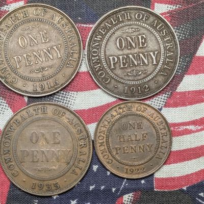 Sale Photo Thumbnail #10: 1912, 1916-I, & 1935 Pennies and 1922 Half Penny, Australian Coins