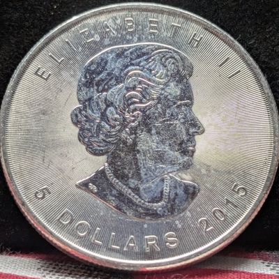 Sale Photo Thumbnail #350: 1 oz. .9999 FINE SILVER 2015 Canadian $5 Maple Leaf Round