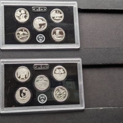 Sale Photo Thumbnail #351: 2020-S & 2018-S U.S. Mint SILVER PROOF America The Beautiful Quarter Sets in Government Plastic - No Boxes or COA