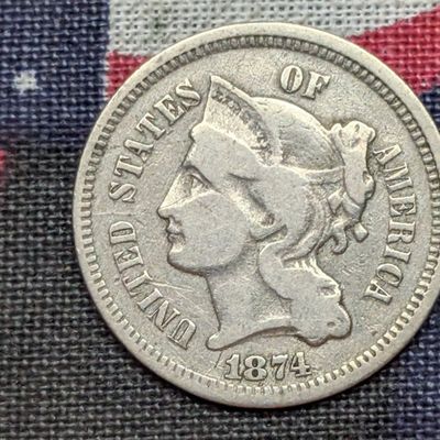 Sale Photo Thumbnail #436: VF - 1874 Three Cent Nickel