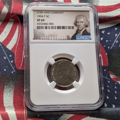 Sale Photo Thumbnail #265: 1994-P Jefferson Nickel - NGC SP69 - Coin & Currency