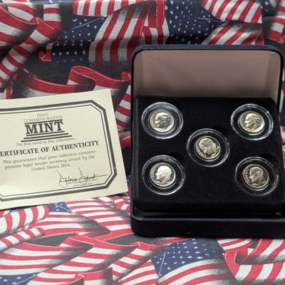 Sale Photo Thumbnail #334: (5) PROOF Roosevelt Dimes in Display Box w/ COA - 1991-S, 1974-S, 1969-S, 2000-S, & 1981-S