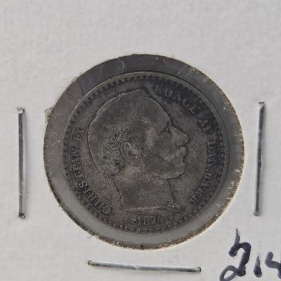 Sale Photo Thumbnail #130: 1874 Denmark 25 Øre, .600 Silver, KM 796.1, 2.42 Grams