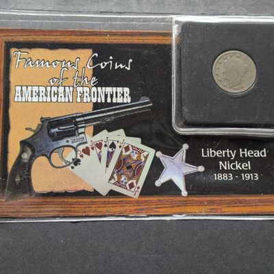 Sale Photo Thumbnail #375: 1910 Liberty Head V Nickel In Famous Coins of the American Frontier Display w/ COA